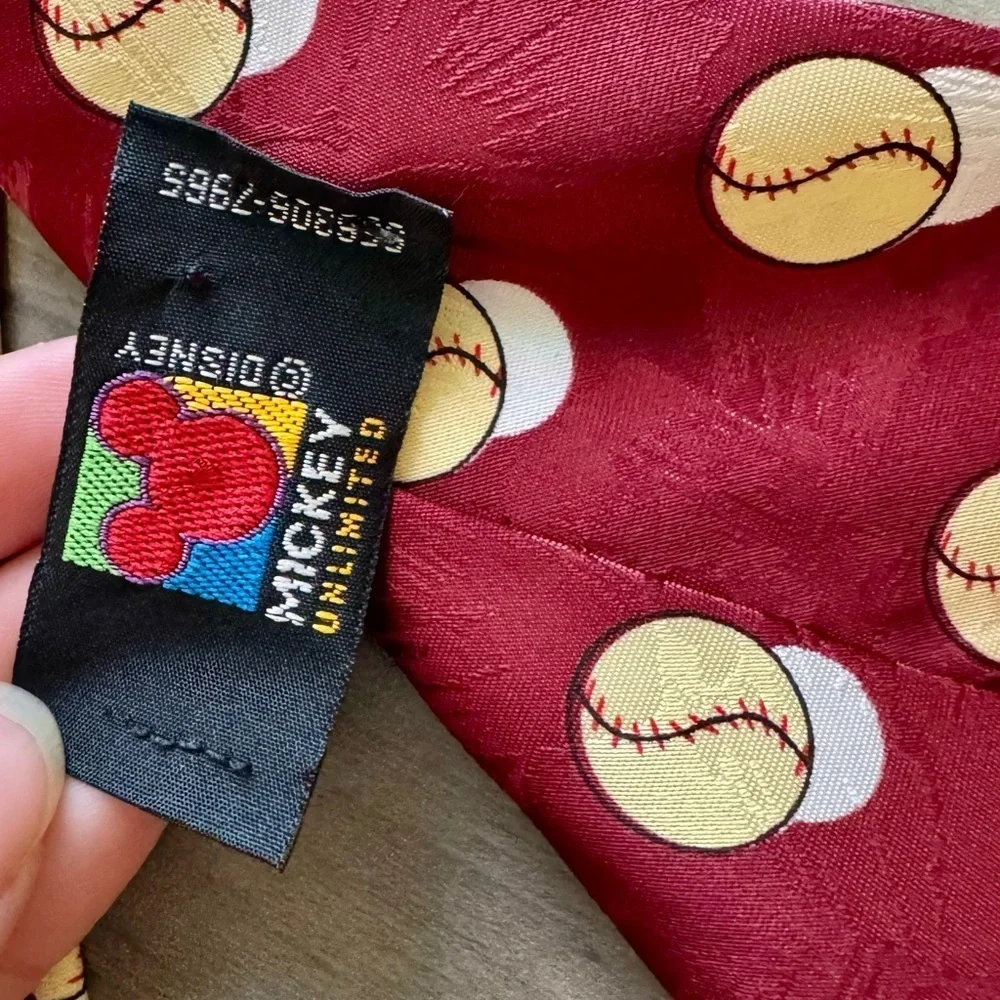 Disney Red Tie with Goofy and Baseballs